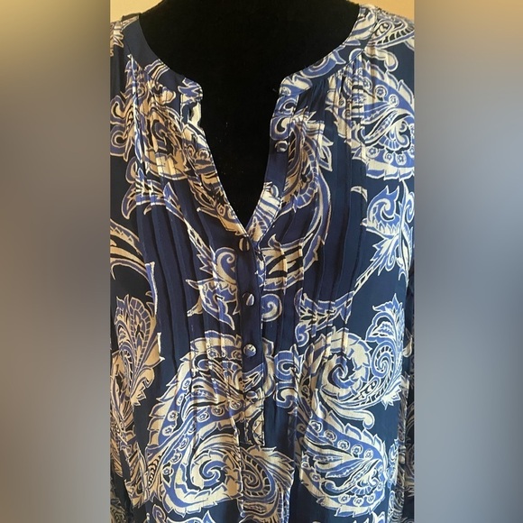 Lucky Brand paisley pattern in shades of blue sz M tunic - Picture 4 of 6